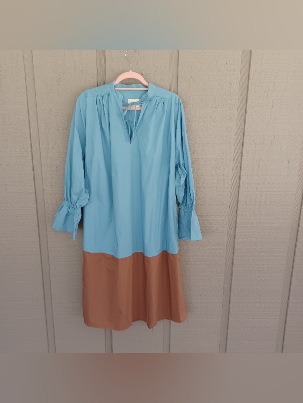 Second Female Poplin Cotton Midi Dress Size XS Women Preppy Long Sleeve Pocket